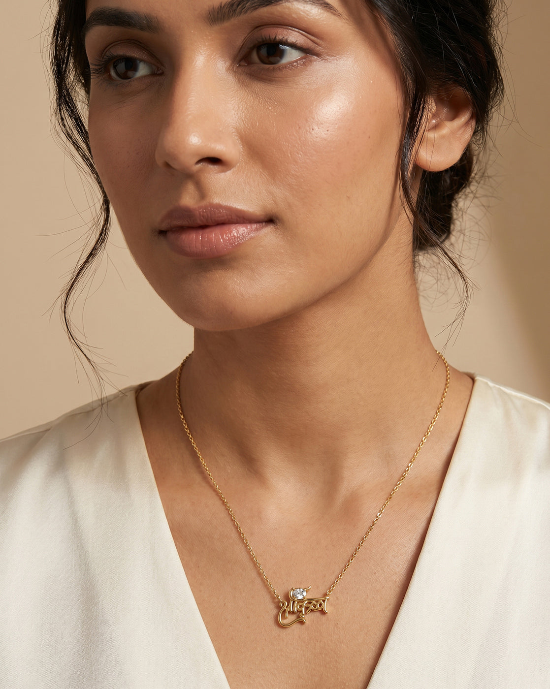 18kt Gold Plated Shree Krishna Necklace with CZ for Unisex