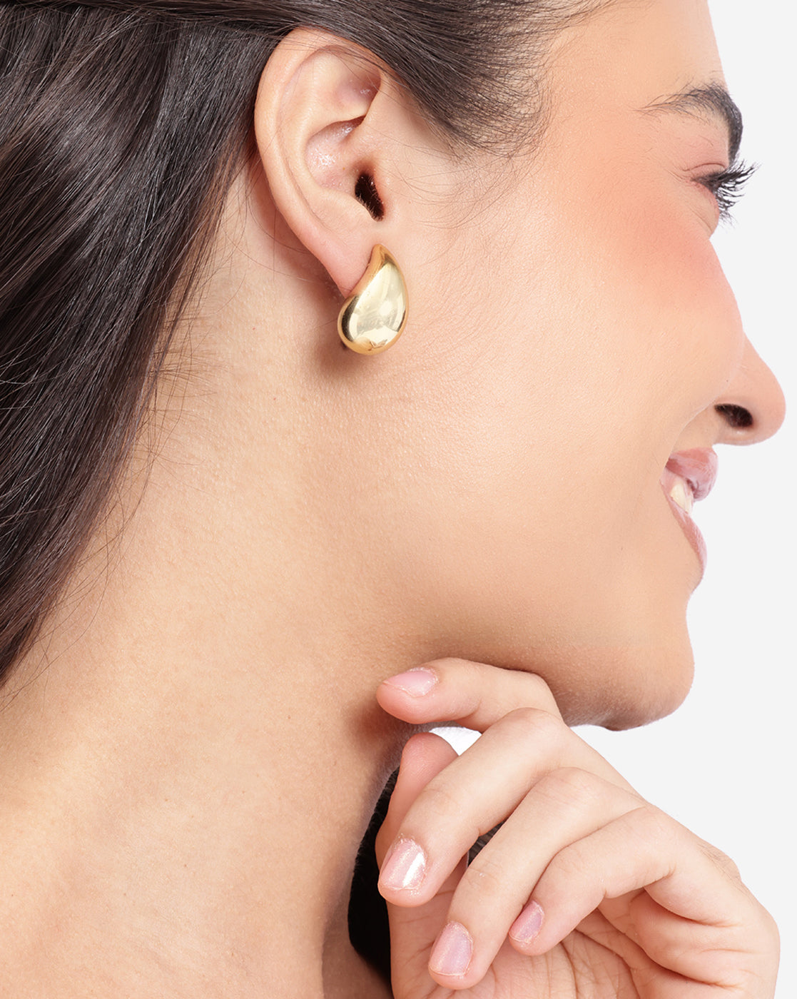 Gold Plated Tear Drop Bold Stud Earring