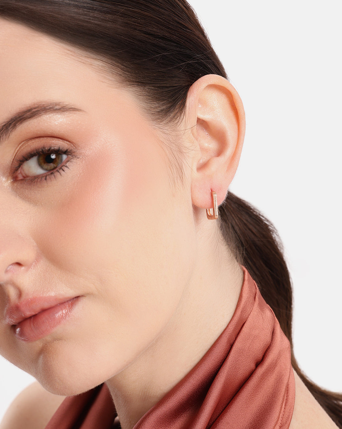 18kt Rose Gold Plated Square Mini Hoop Earring