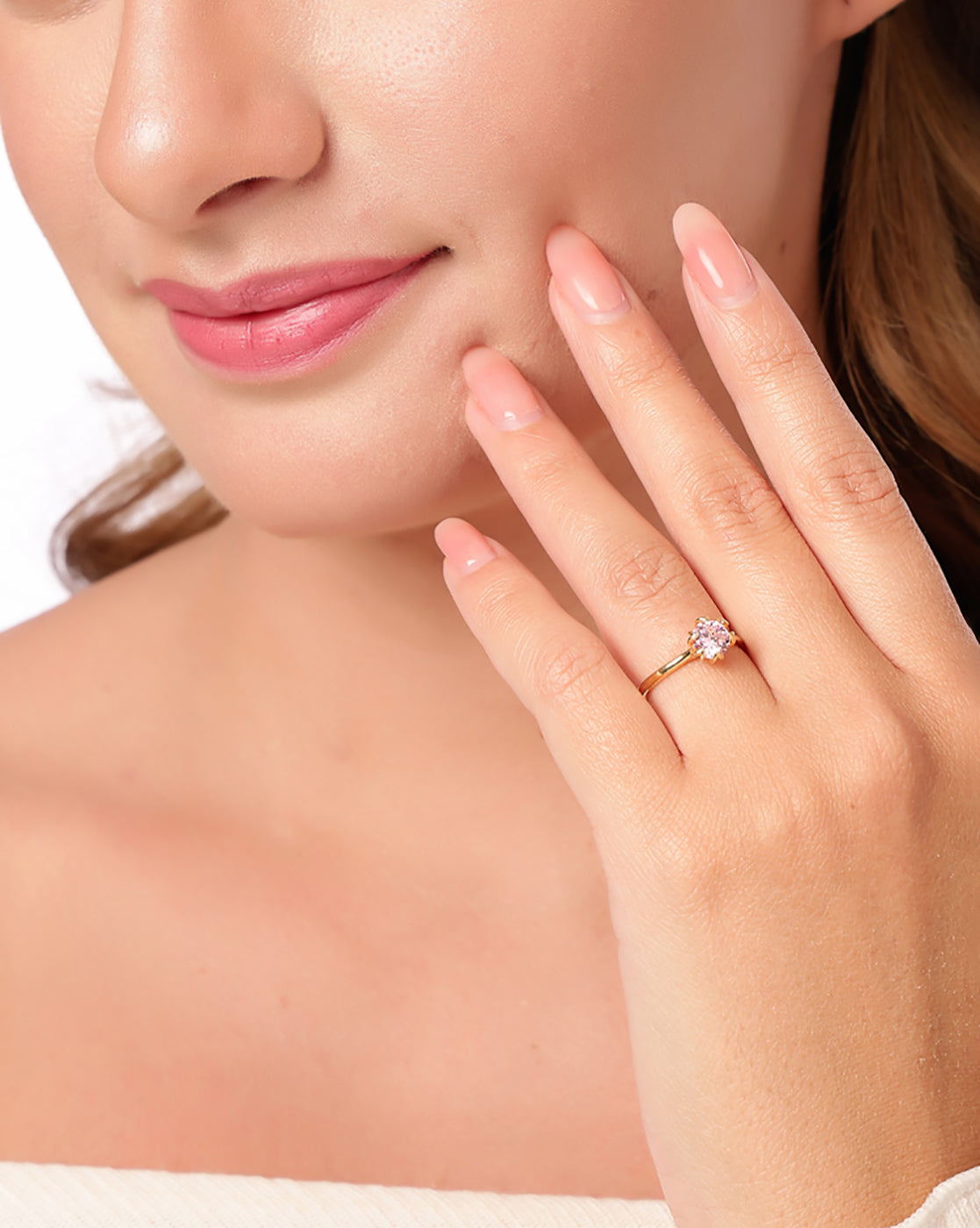18kt Gold Plated CZ Floral Adjustable Ring