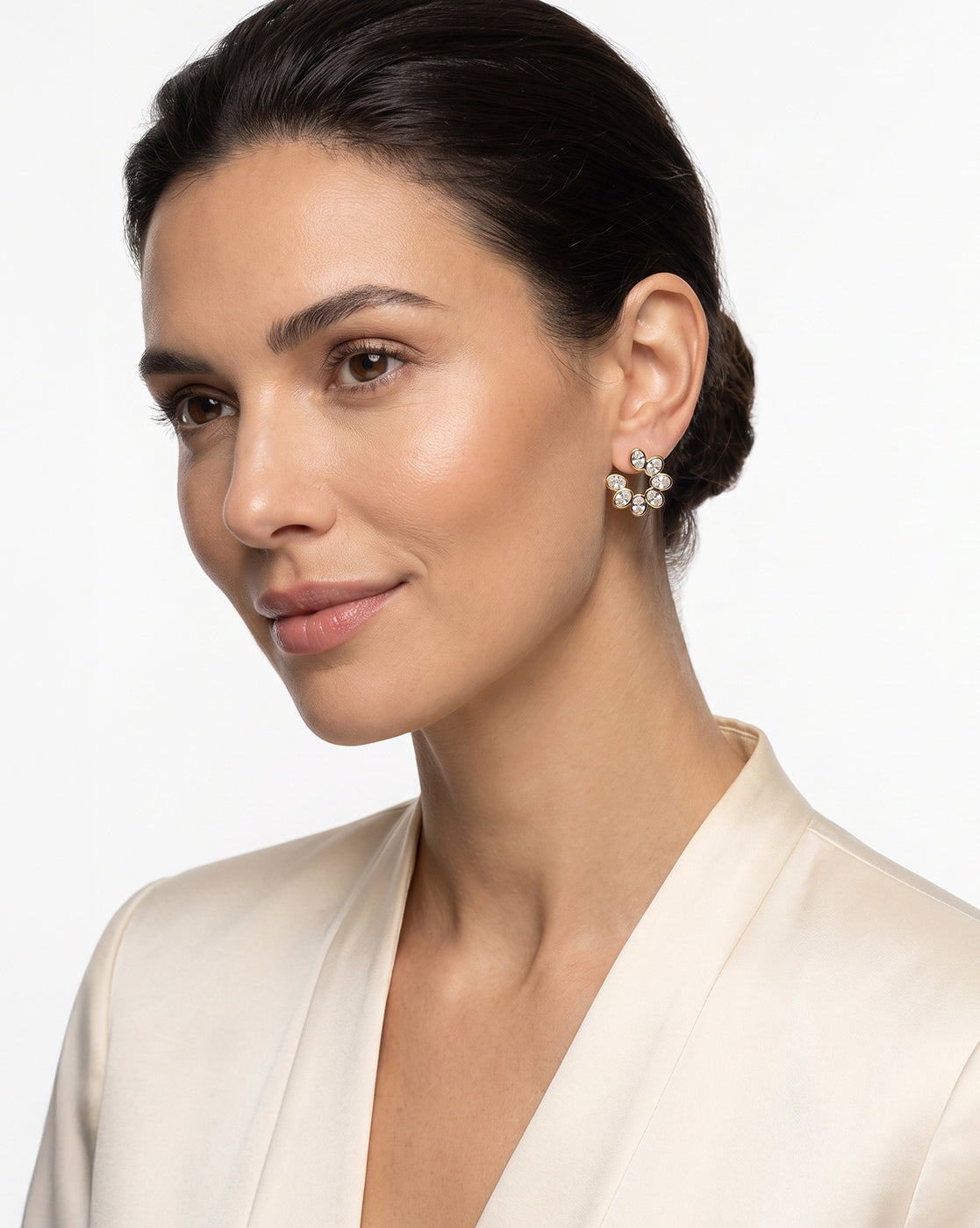 Gold Plated Contemporary Cluster Bold CZ Stud