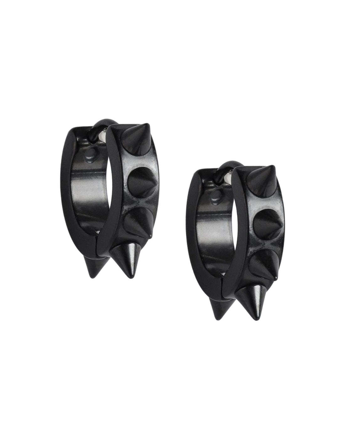 Men Black Toned Spike Hoop Earring