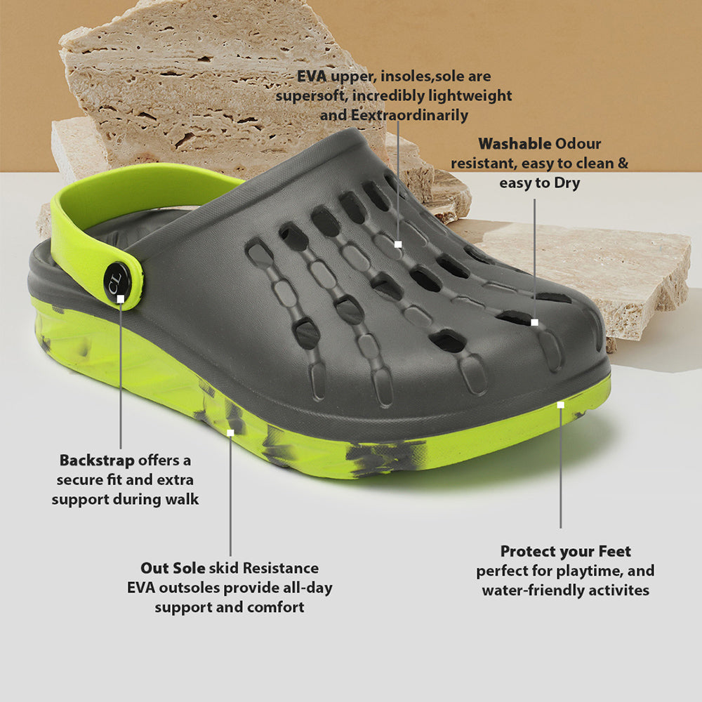 Men Perforated Comfort Clogs with Contrasting Strap