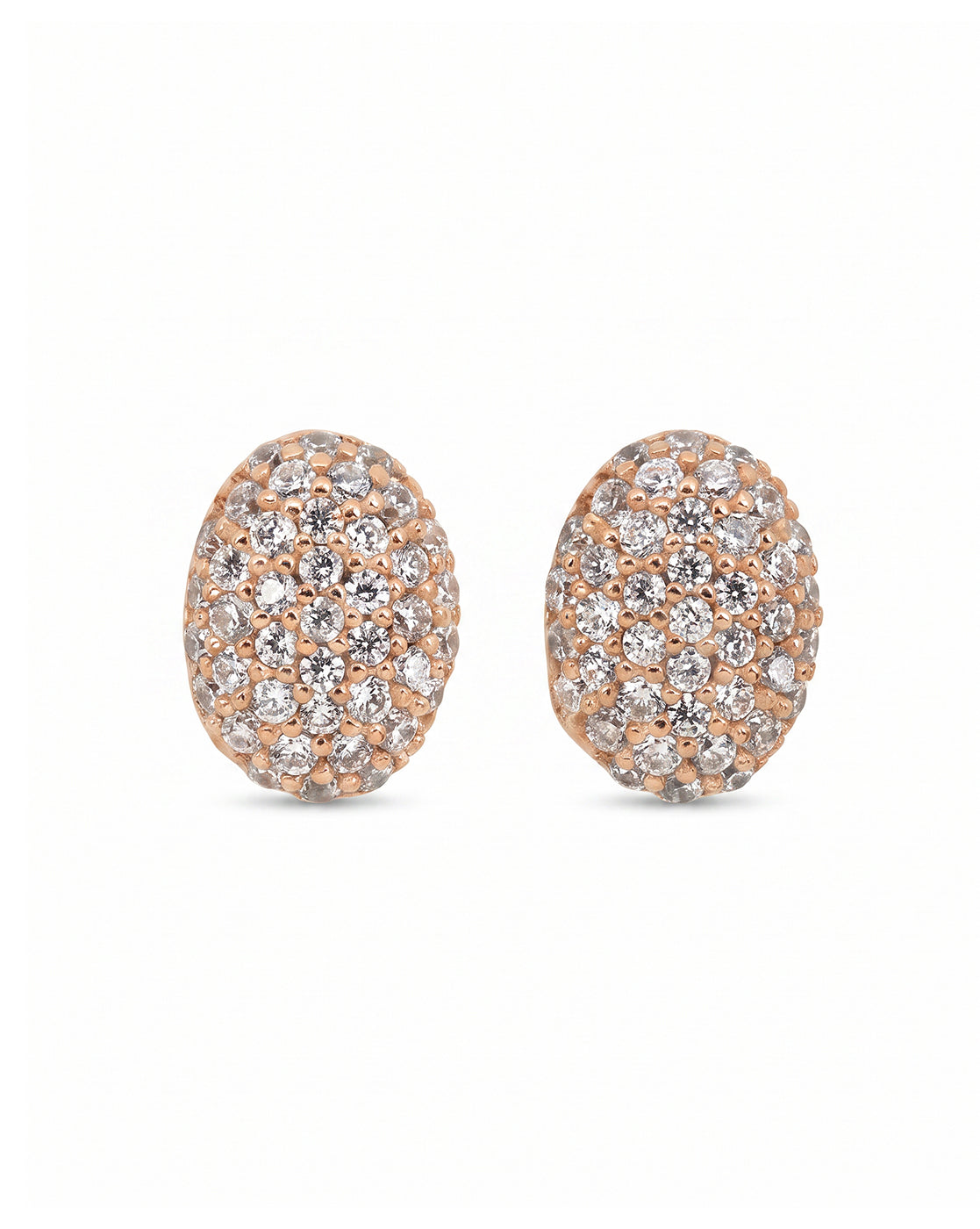 18kt Rose Gold Plated CZ Petite Oval Stud Earring