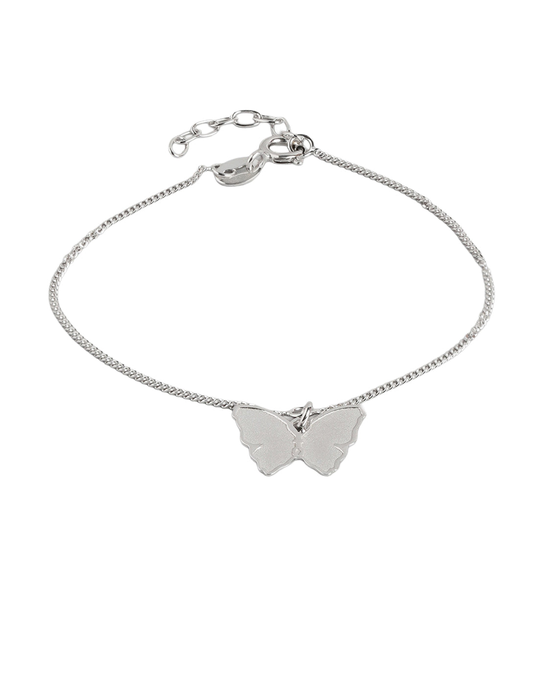 925 Sterling Silver Rhodium Plated Buttefly Charm Bracelet