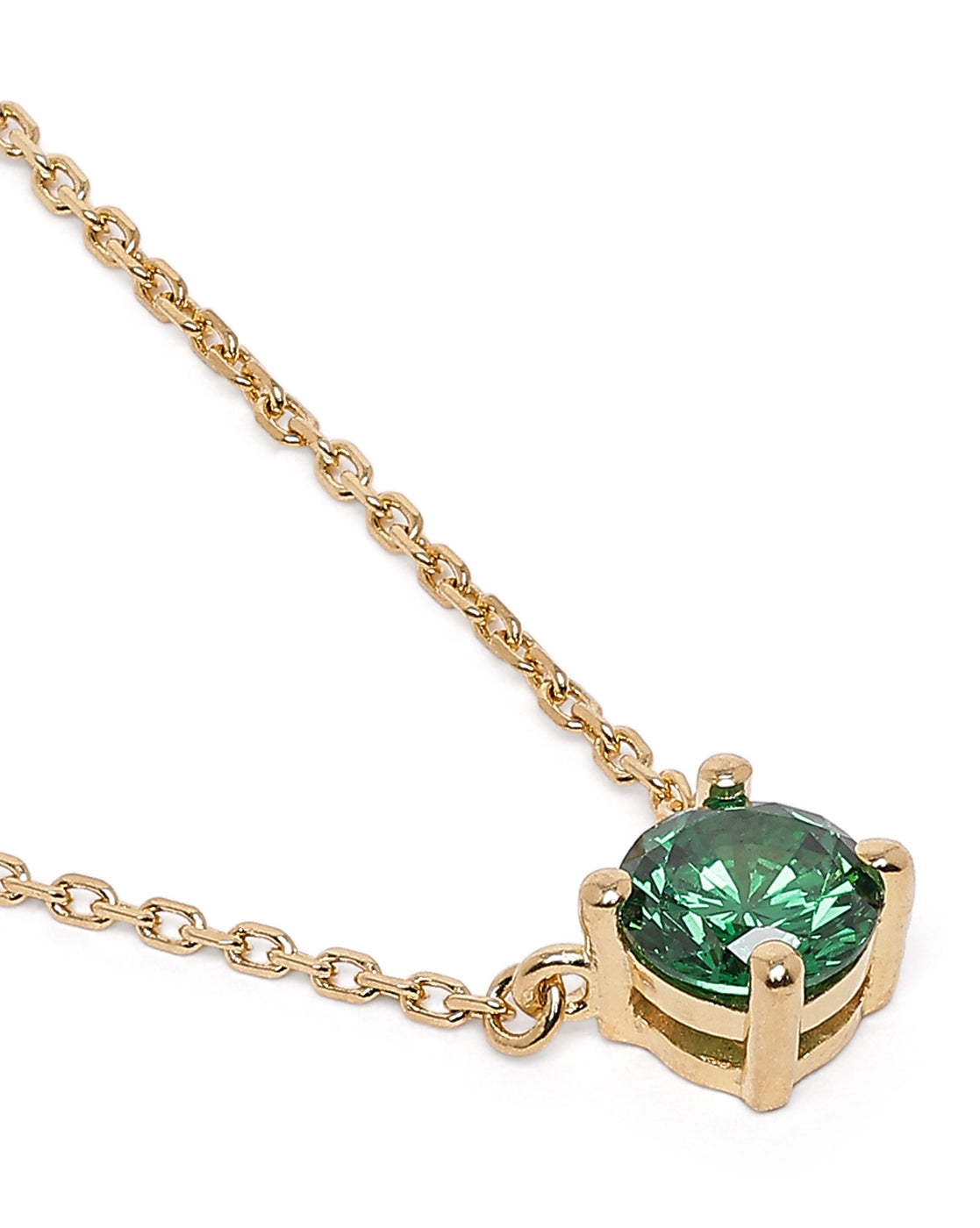 18kt Gold Plated Dangling Green Solitaire Necklace