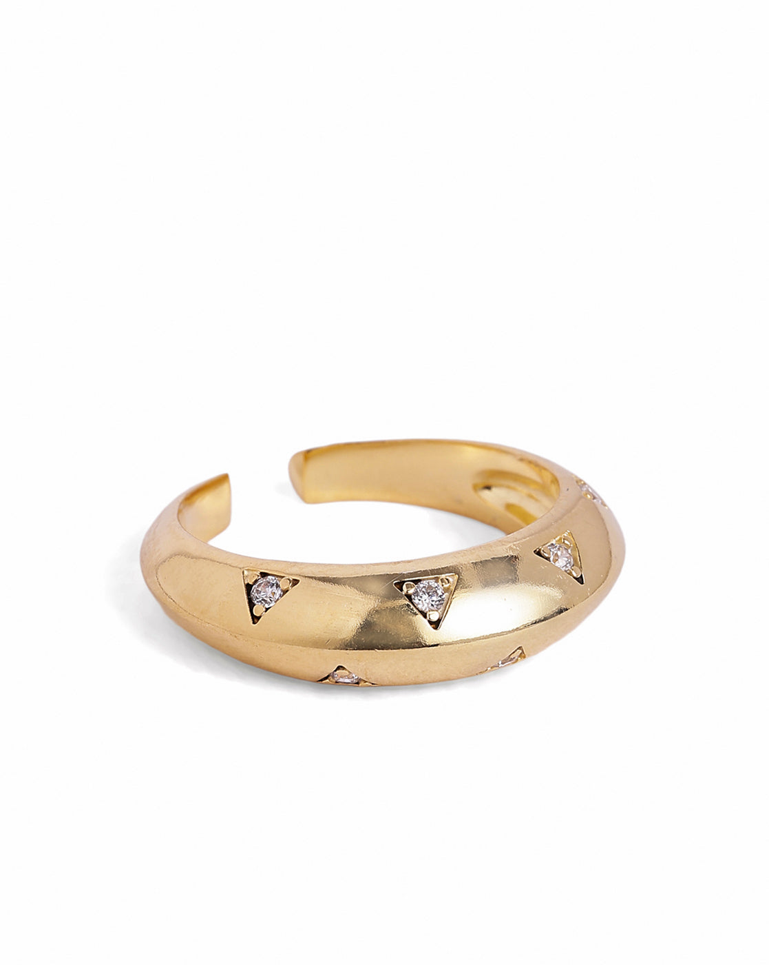 18kt Gold Plated CZ Adjustable Finger Ring