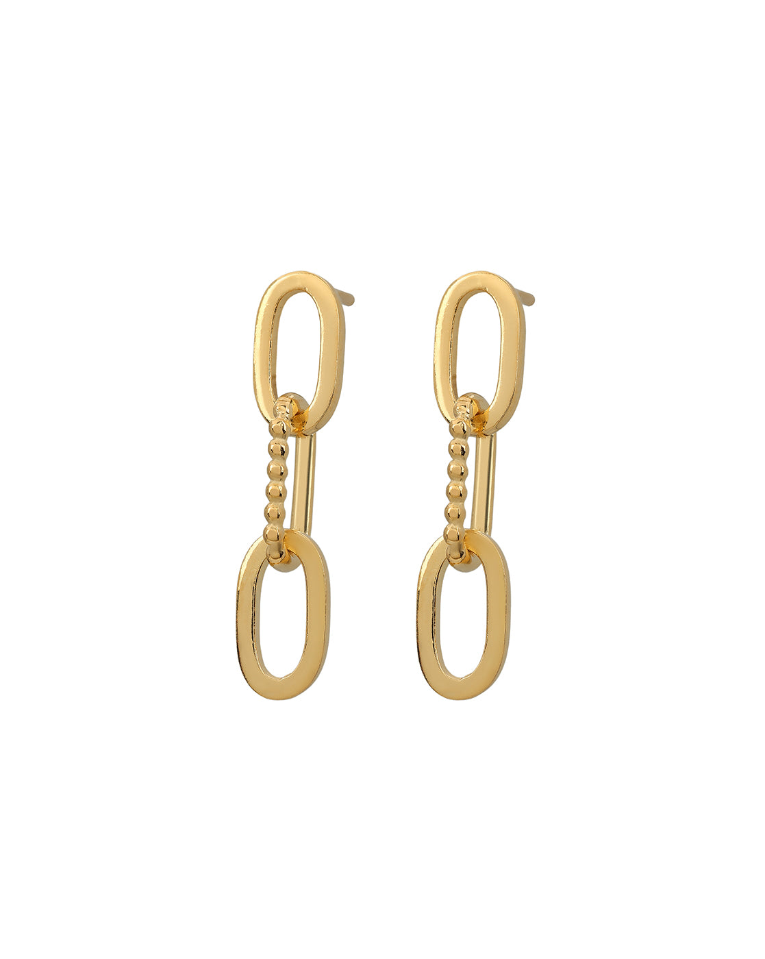 18kt Gold Plated Triple Link Interlocking Drop Earring