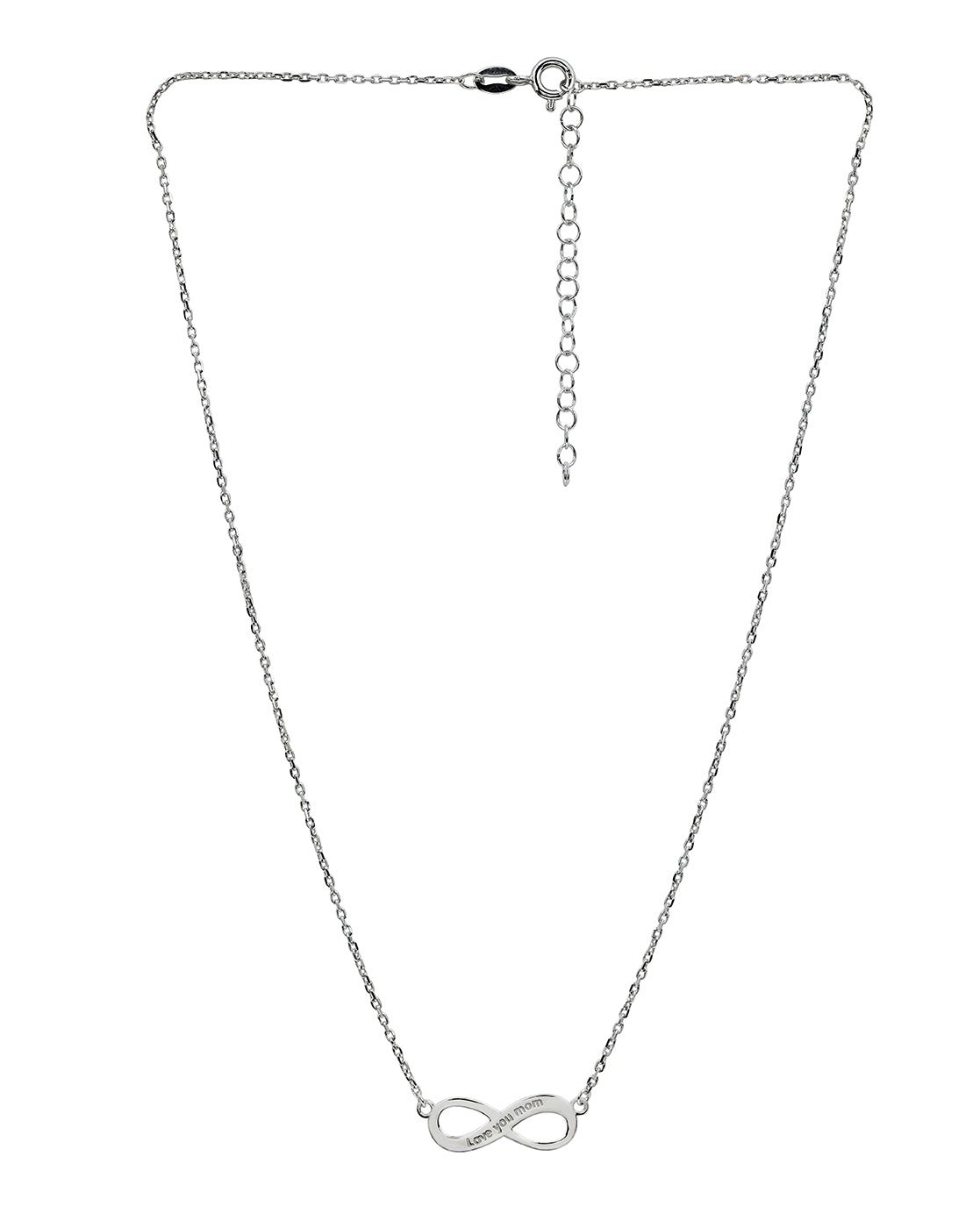 925 Sterling Silver Rhodium Plated Infinity “I Love You” Mom Necklace