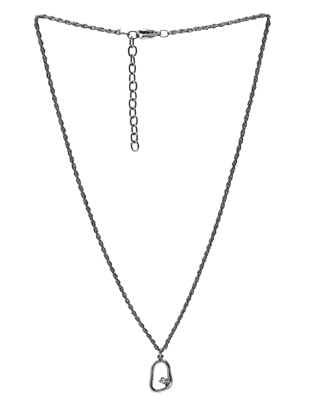 Men Black Asymmetric Organic Loop Pendant and Matching Dark Chain