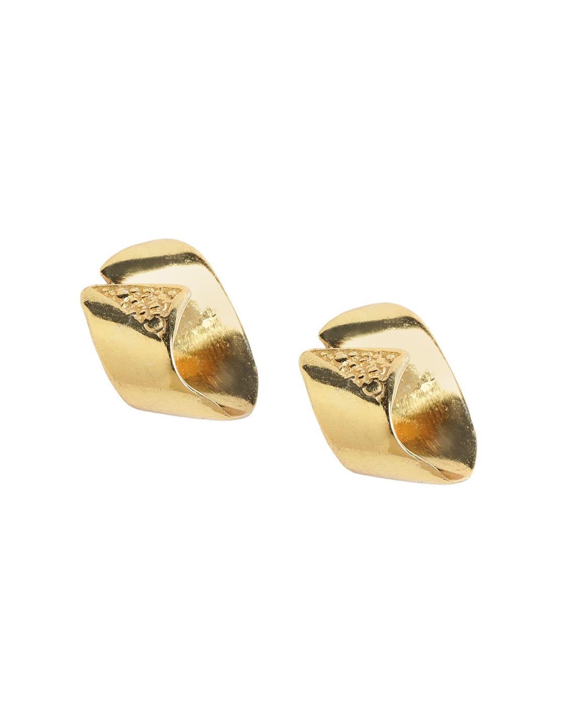 925 Sterling Silver 18kt Gold Plated Contemporary Petite Stud Earring