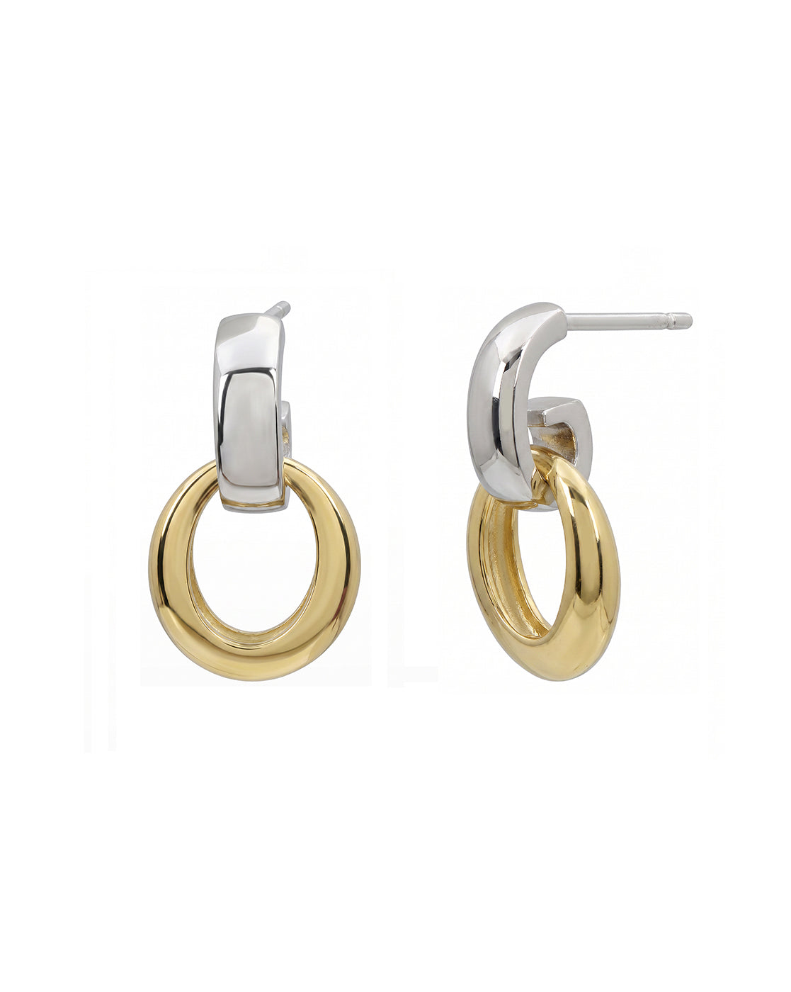 18kt Gold & Rhodium Plated Interlinked Drop Earring