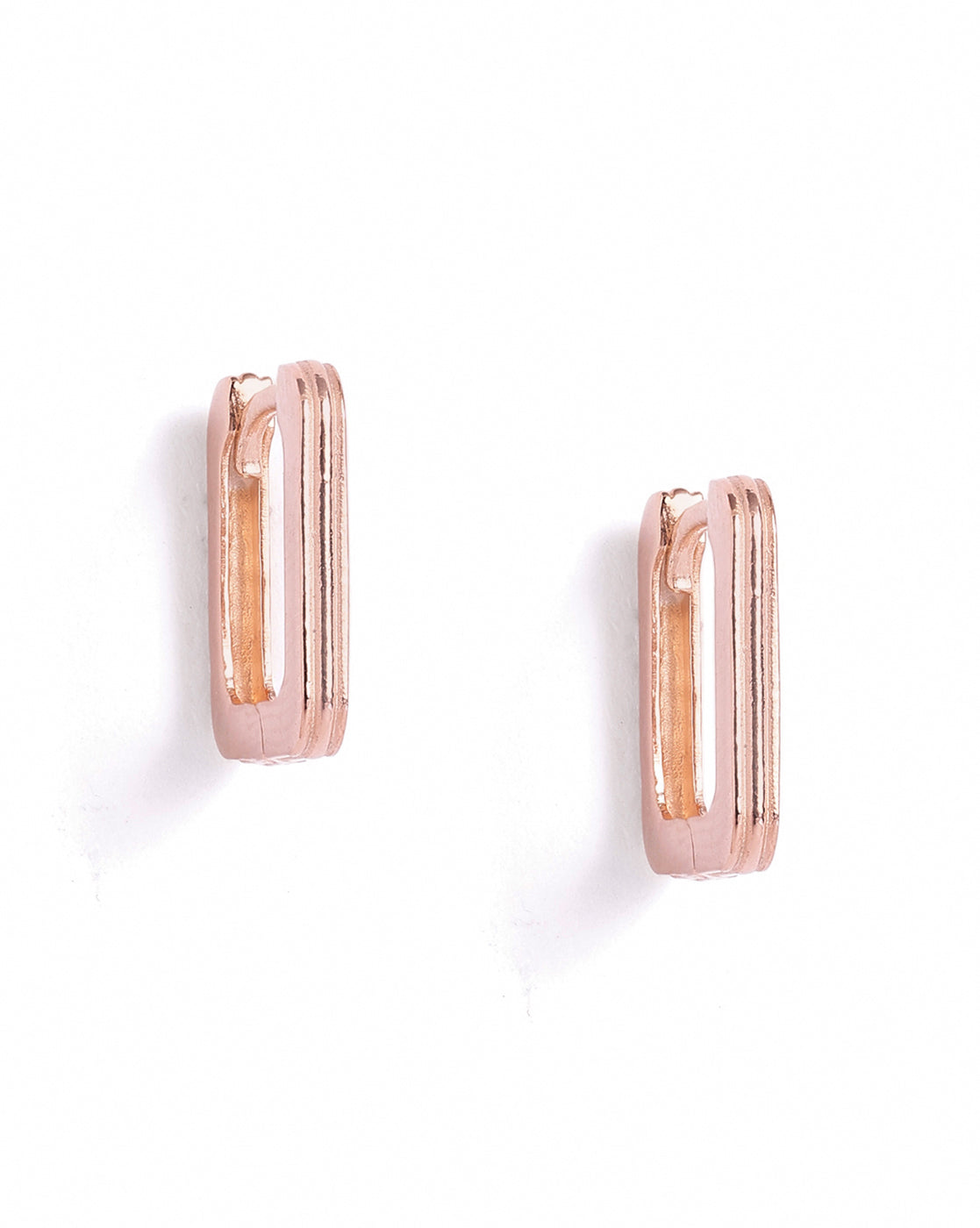 18kt Rose Gold Plated Square Mini Hoop Earring