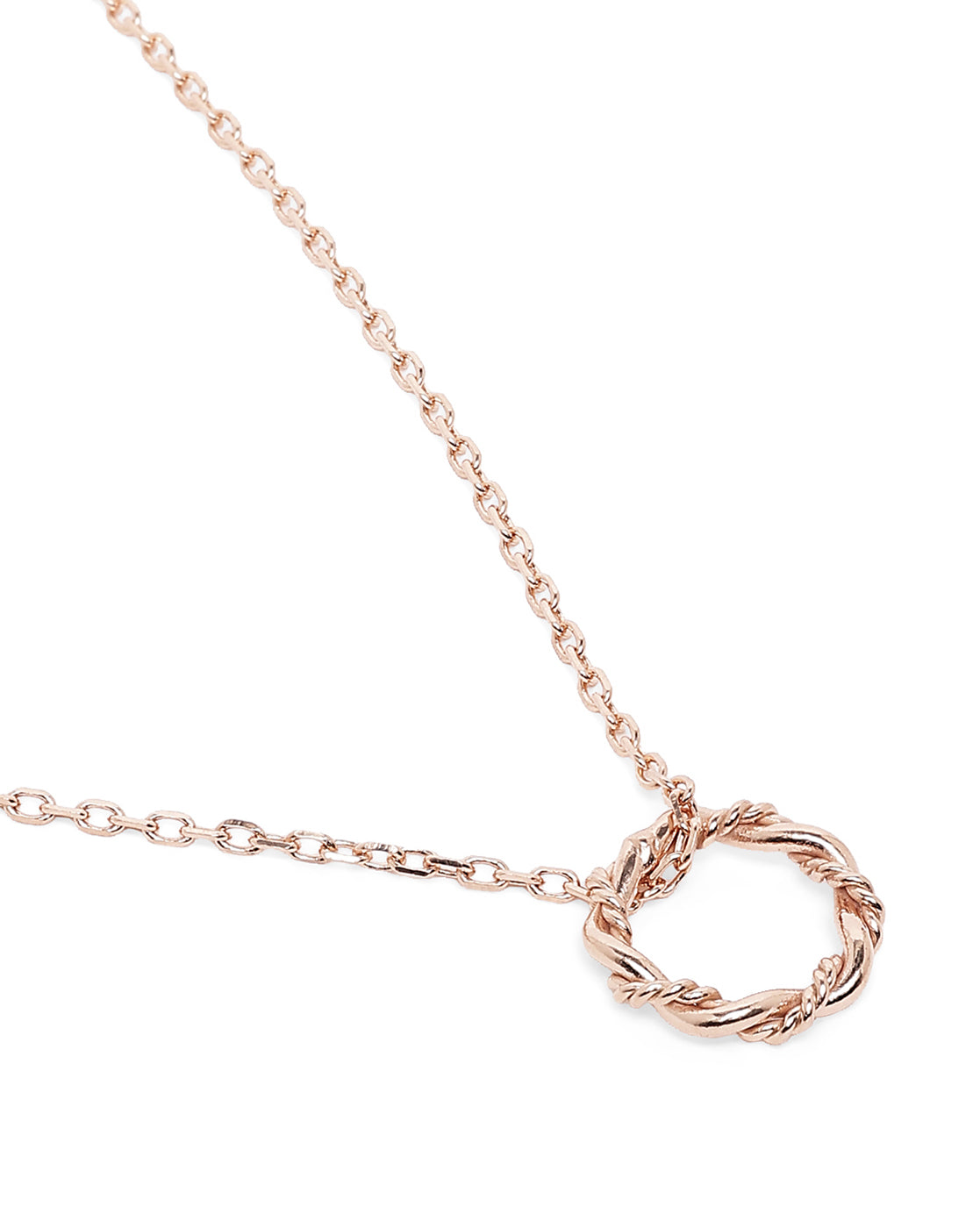 18kt Rose Gold Plated Twisted Halo Pendant Necklace