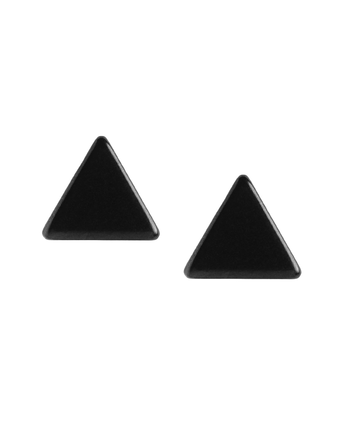 Men Black Toned Triangular Enamel Stud Earring