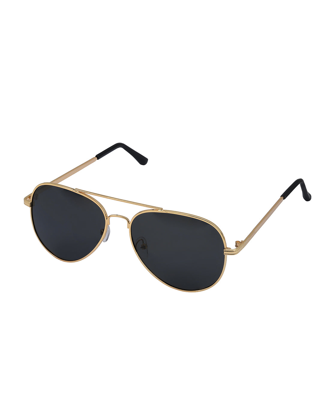 Women Gold and Black Toned Black Polarised Lens Aviator Sunglasses