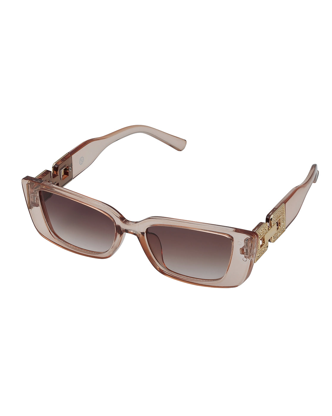 Woman Peach & Gold Toned UV Protected Brown Lens Cateye Sunglasses