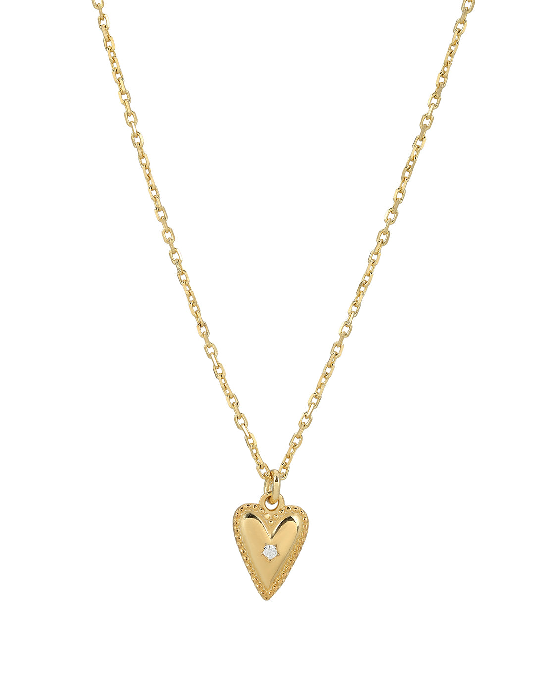 18kt Gold Plated Heart CZ Studded Pendant and Chain