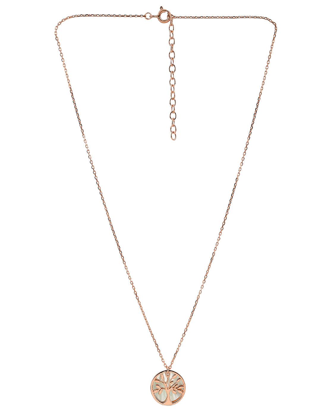 18kt Rose Gold Plated MOP Tree of Life Pendant and Chain