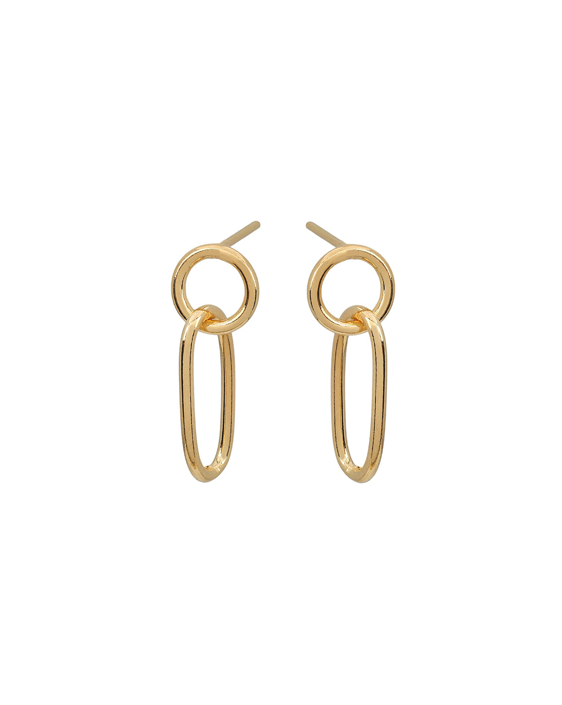 18kt Gold Plated Oval Interlocking Drop Earring