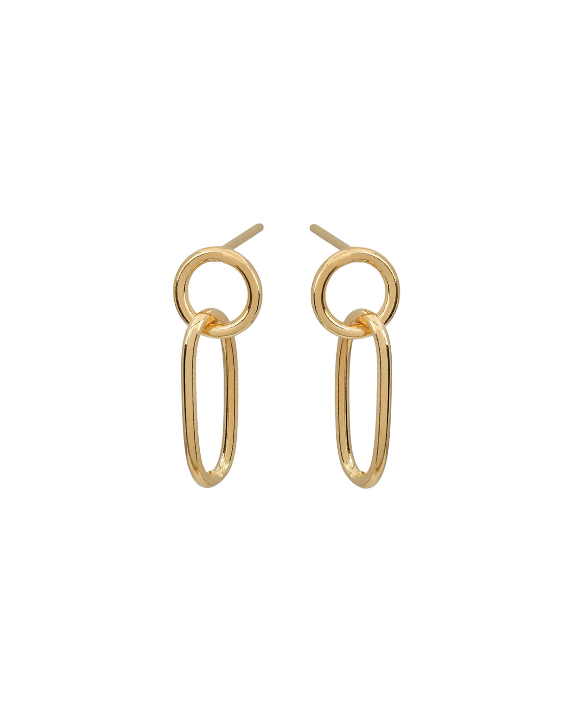 18kt Gold Plated Oval Interlocking Drop Earring