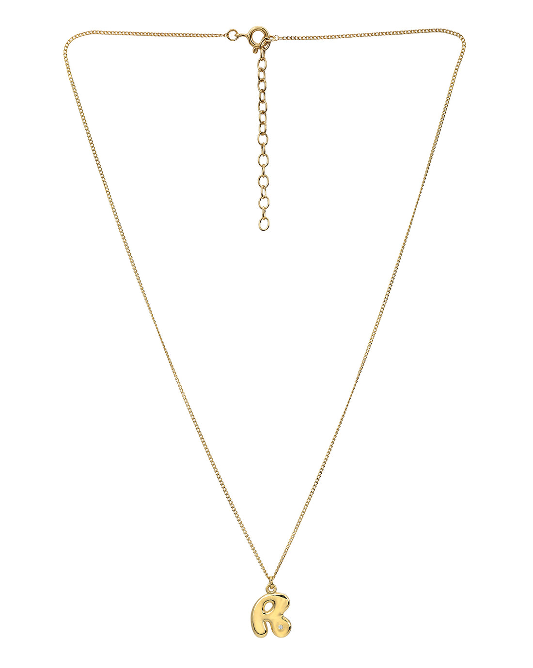 18Kt Gold Plated CZ 3D Balloon Letter A Pendant and Chain