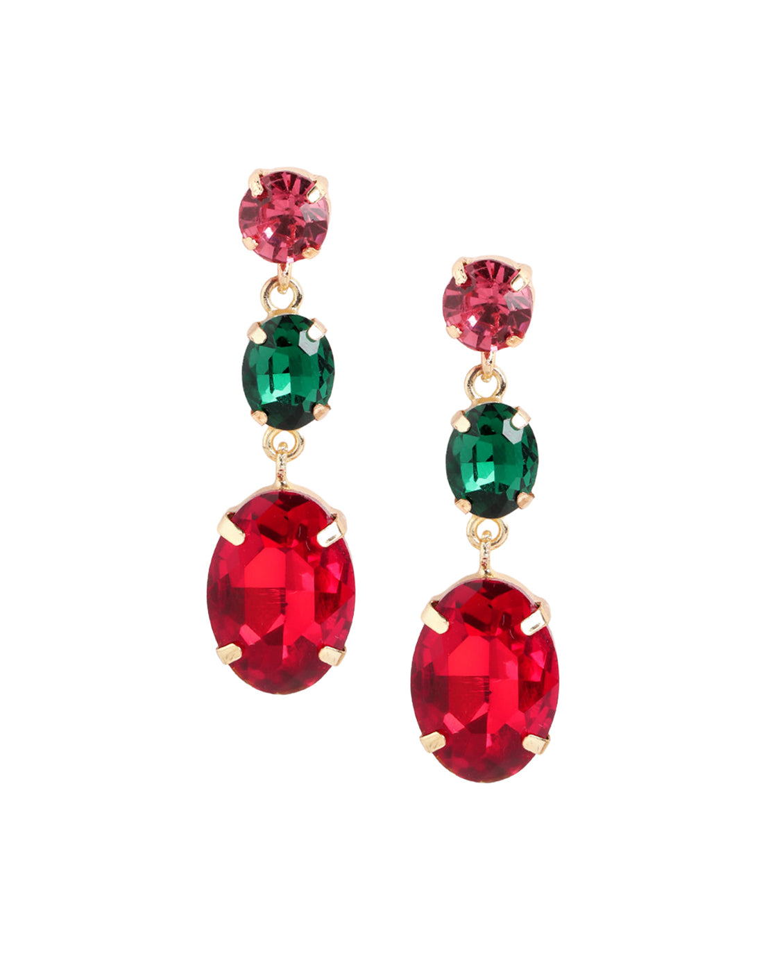 Gold Plated Fashion Multi Color Crystal Drop Earring
