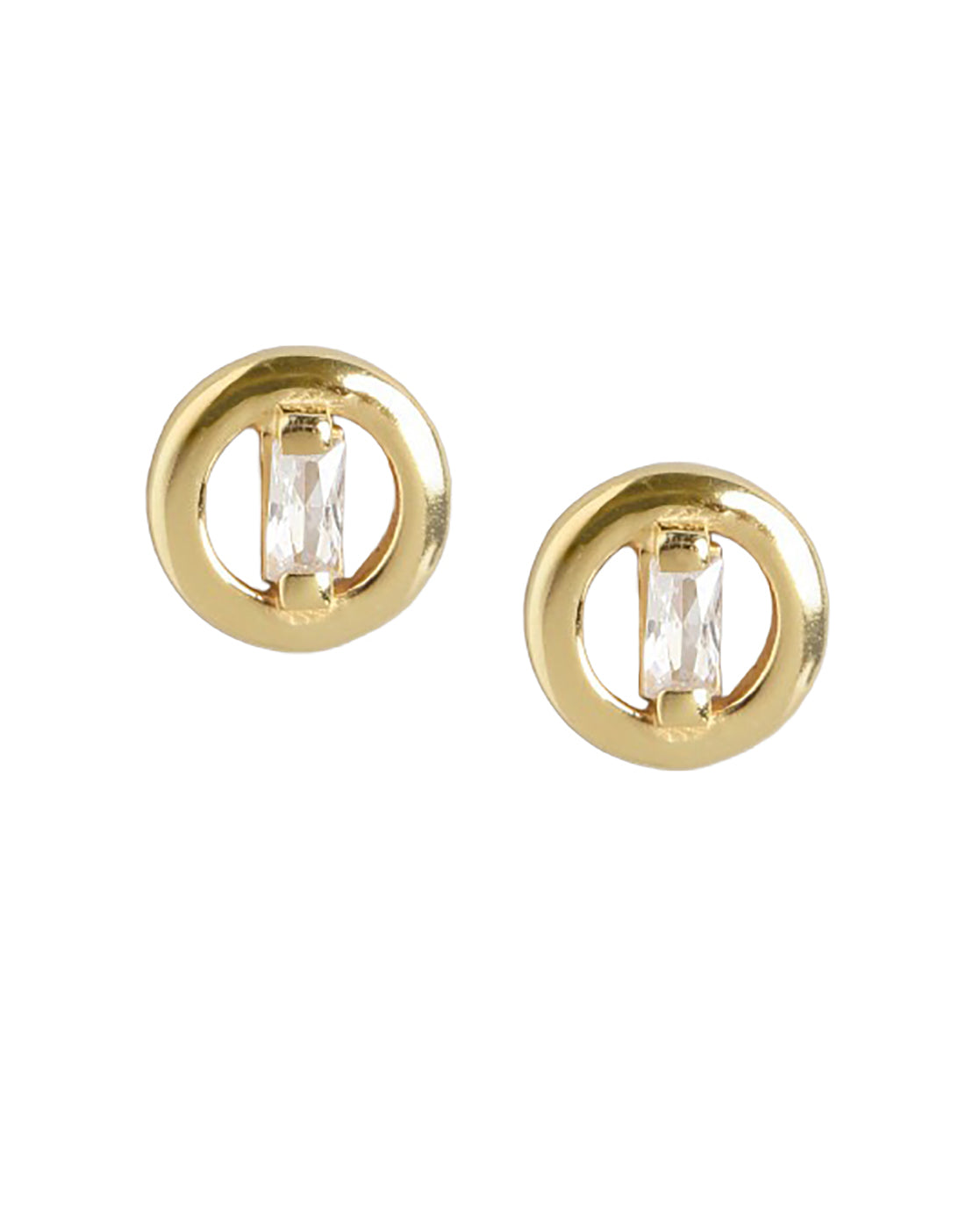 925 Sterling Silver 18kt Gold Plated CZ Mini Stud Earring