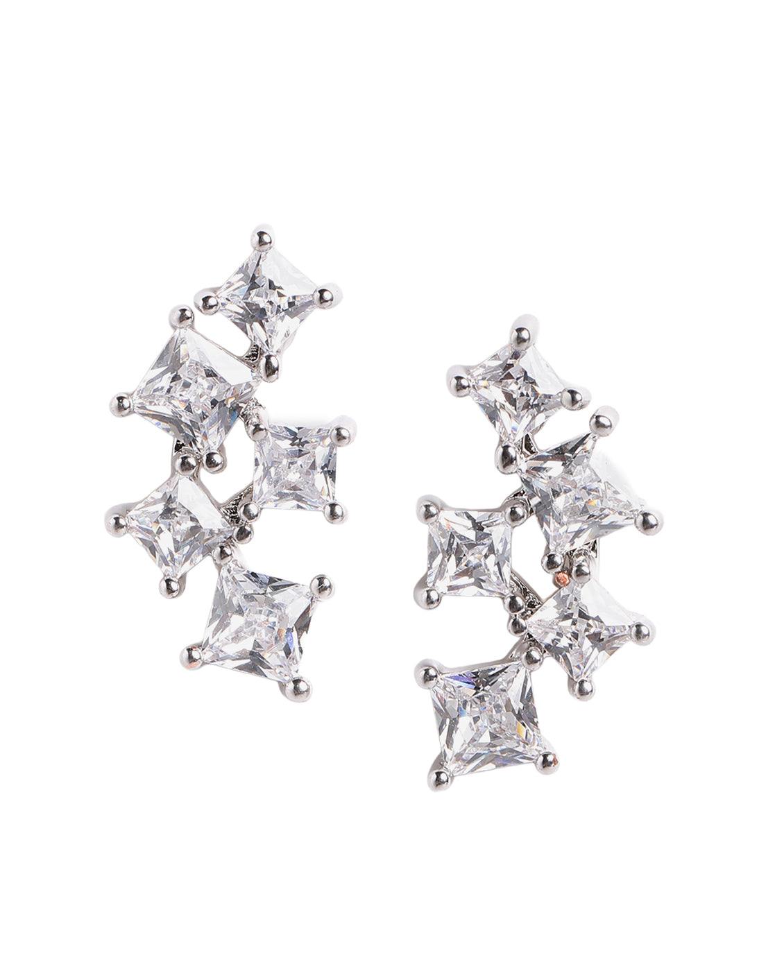 Silver Plated Dainty Sparkling CZ Studs