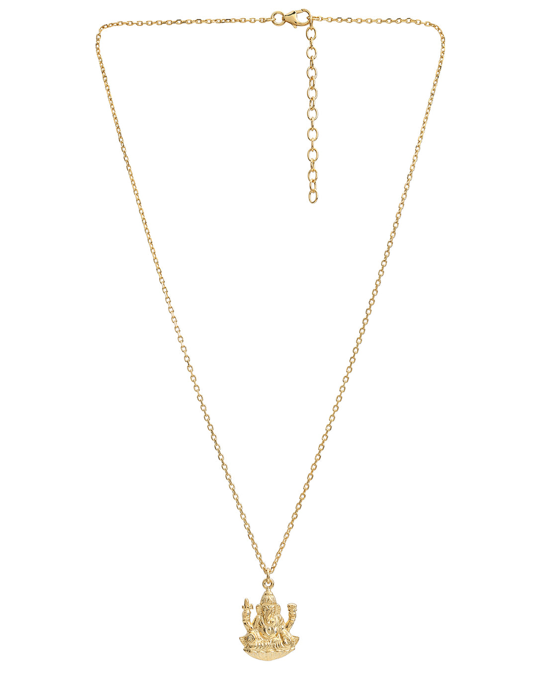 18Kt Gold Plated Ganesha Pendant and Chain for Unisex