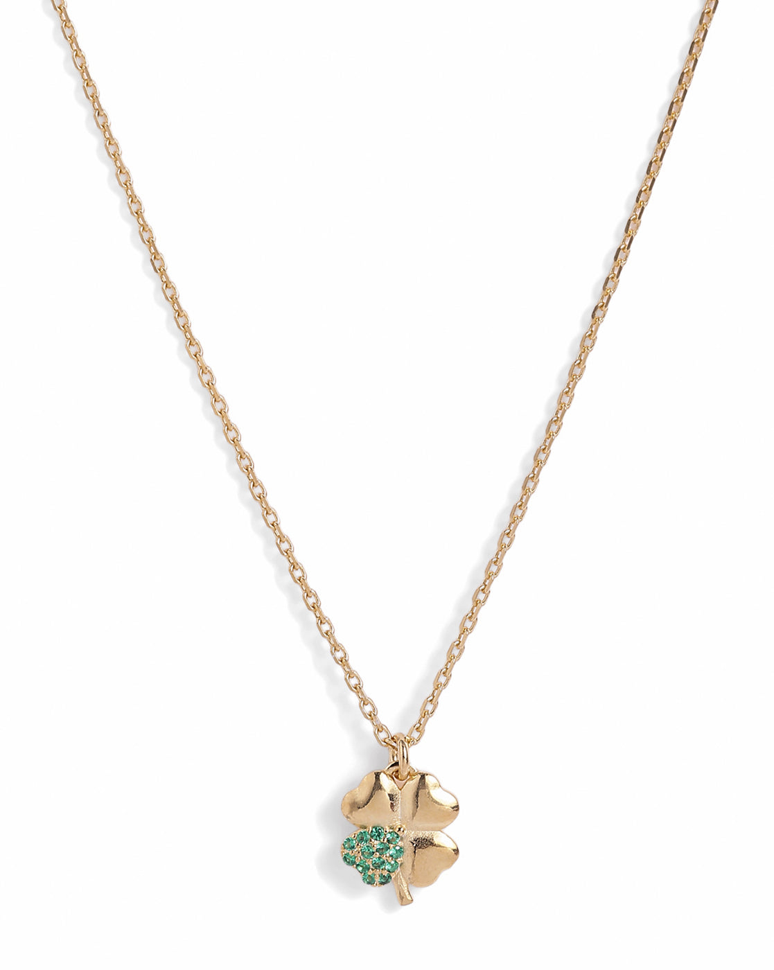 18kt Gold Plated CZ Four Clover Pendant and Chain Necklace
