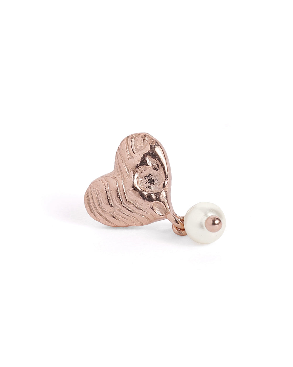 18kt Rose Gold Plated Dangling Pearl Heart Drop Earring