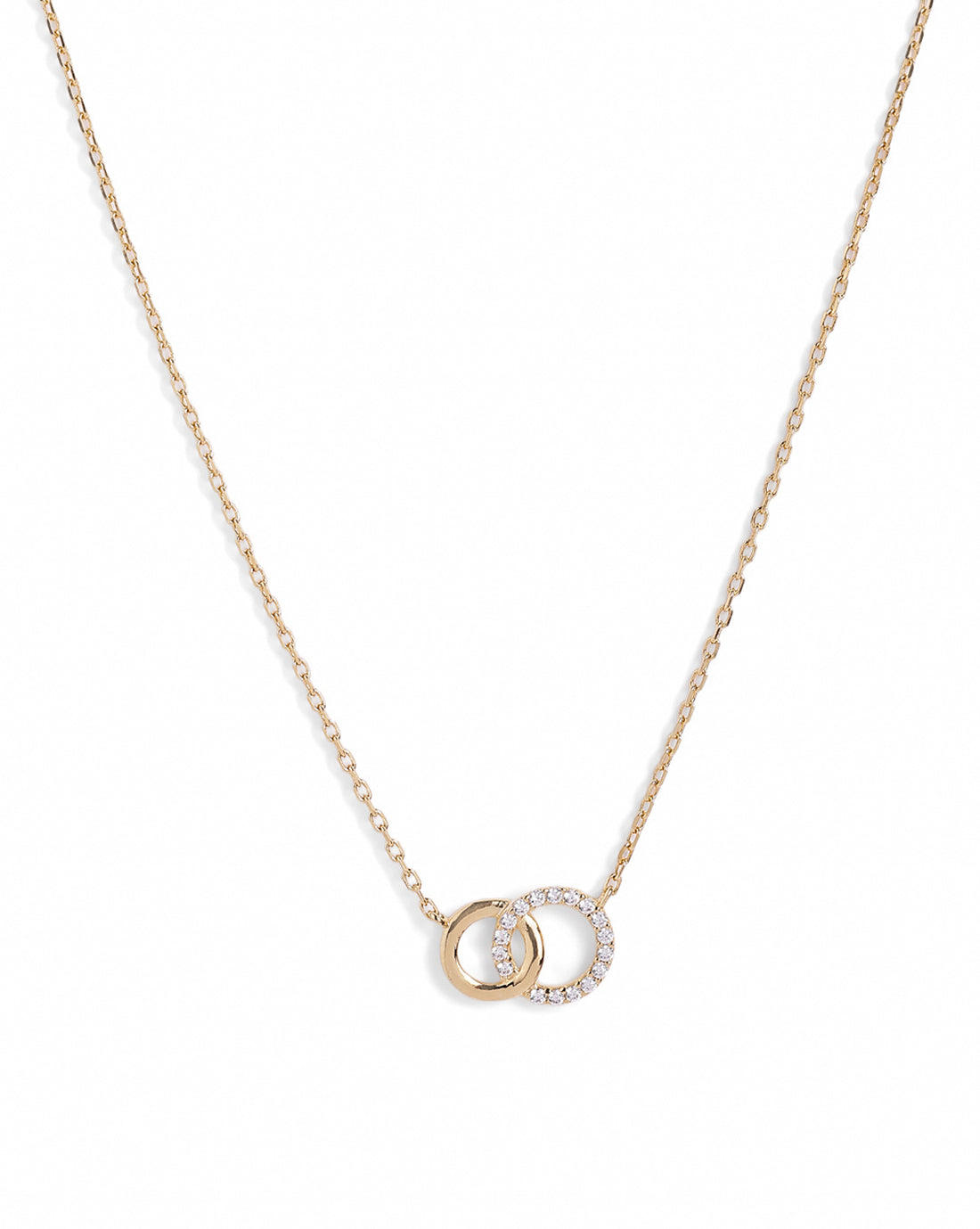 18kt Gold Plated CZ Interlocking Circle Necklace