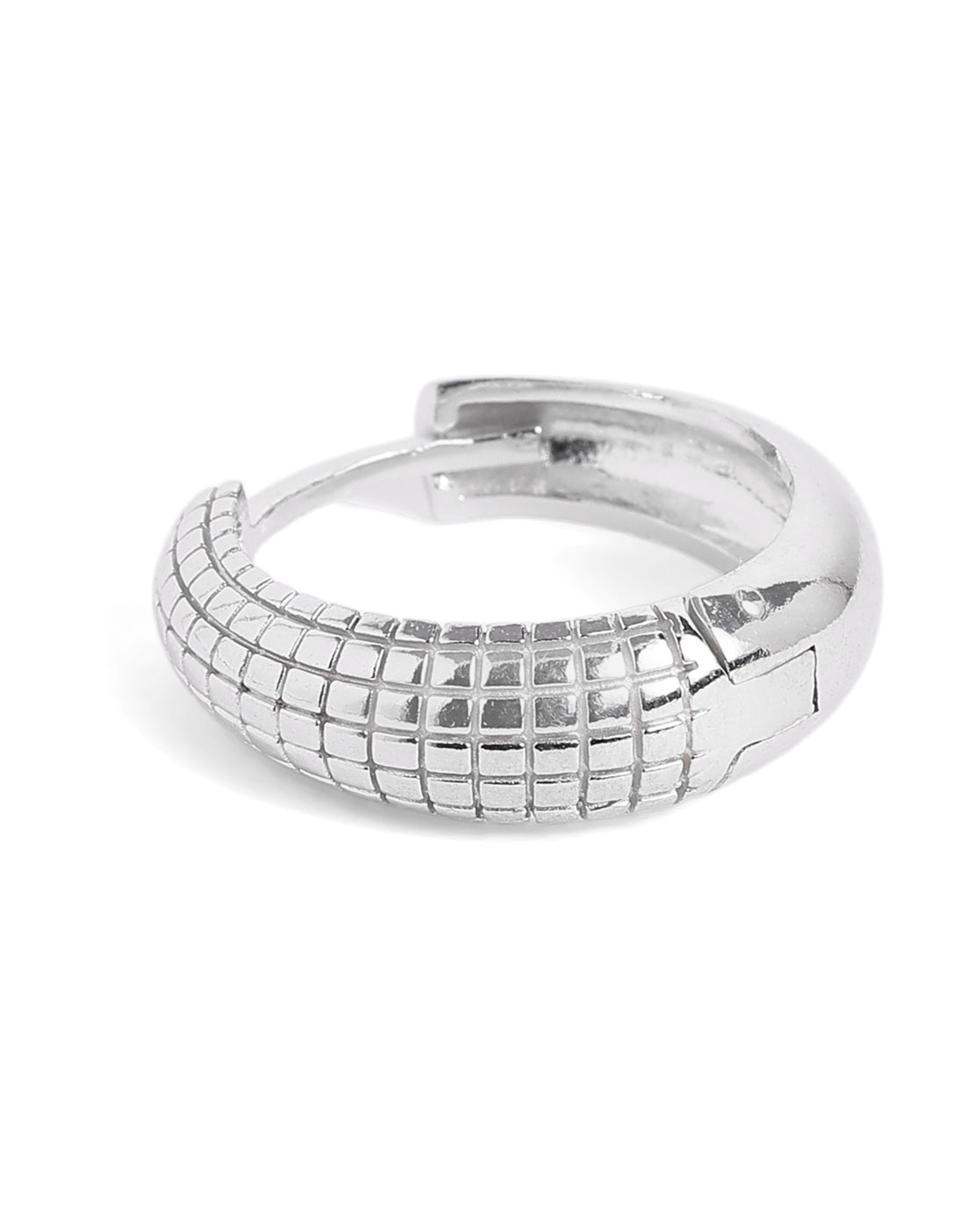 Rhodium Plated Textured Hoop