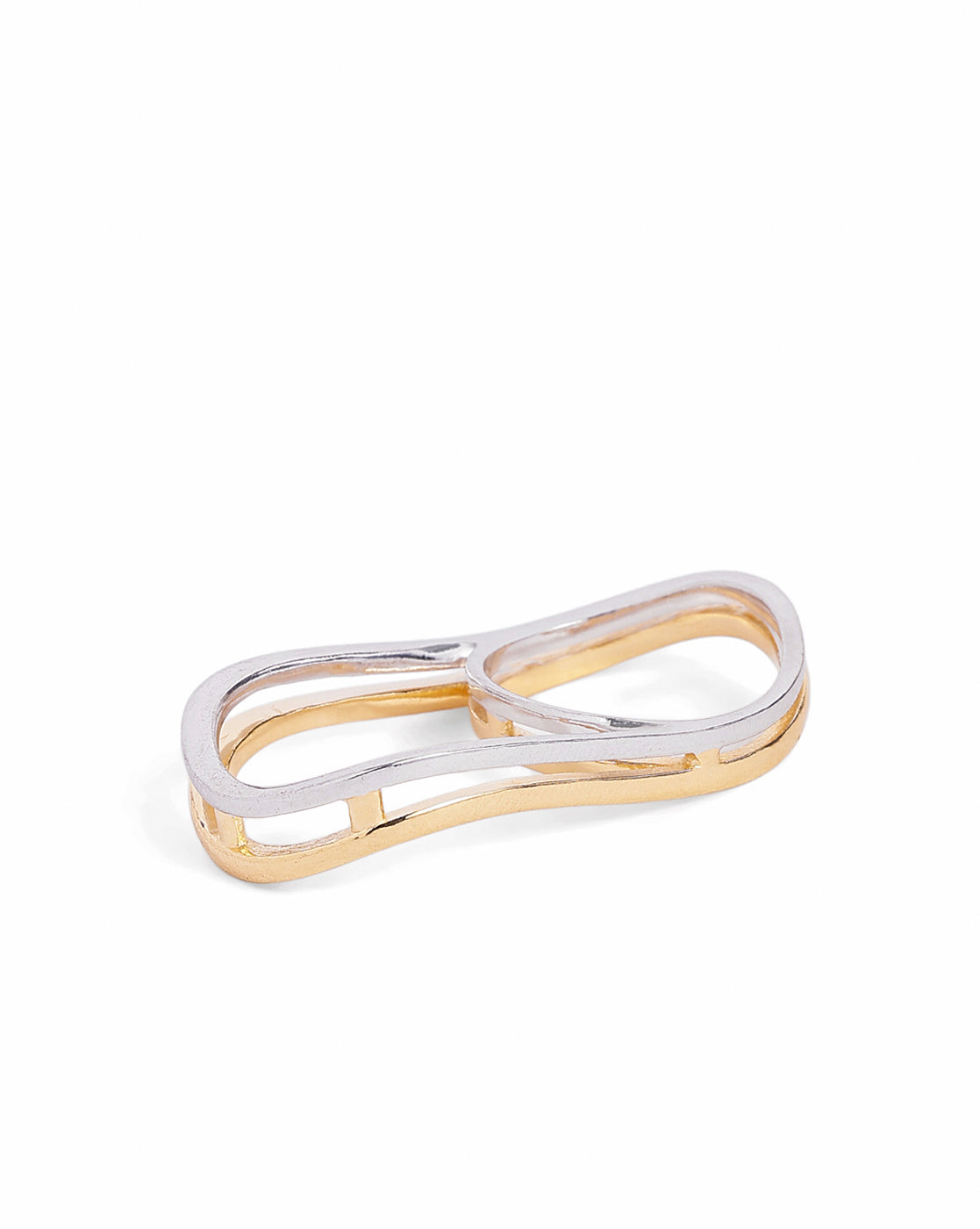 18kt Gold and Rhodium Plated Double Finger Ring