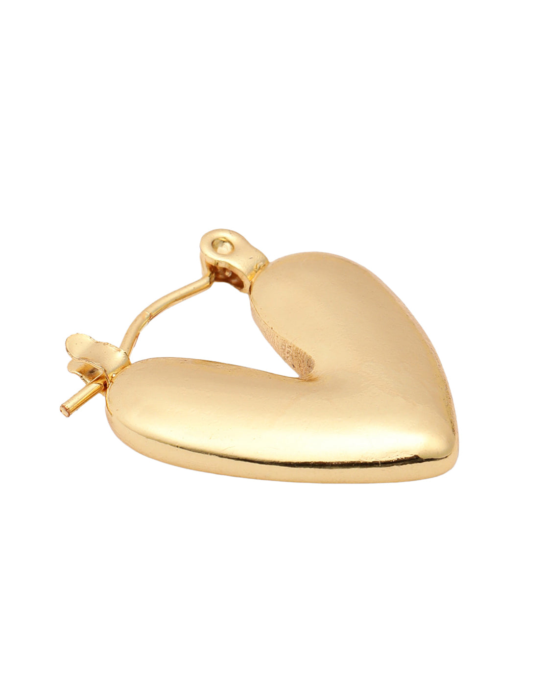 Gold Plated Huggie Puff Heart Hoop Earring