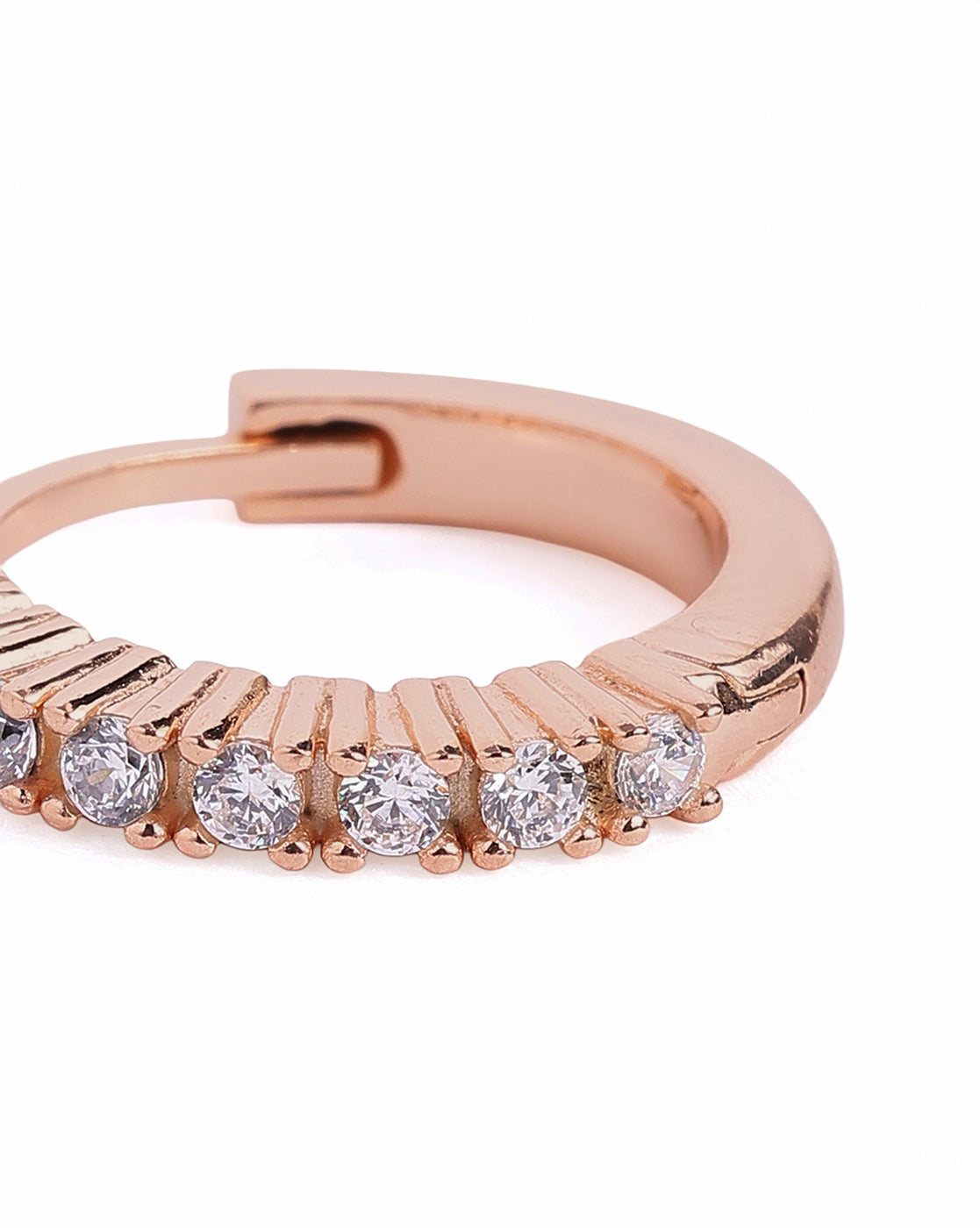 18kt Rose Gold Plated CZ Hoop Earring