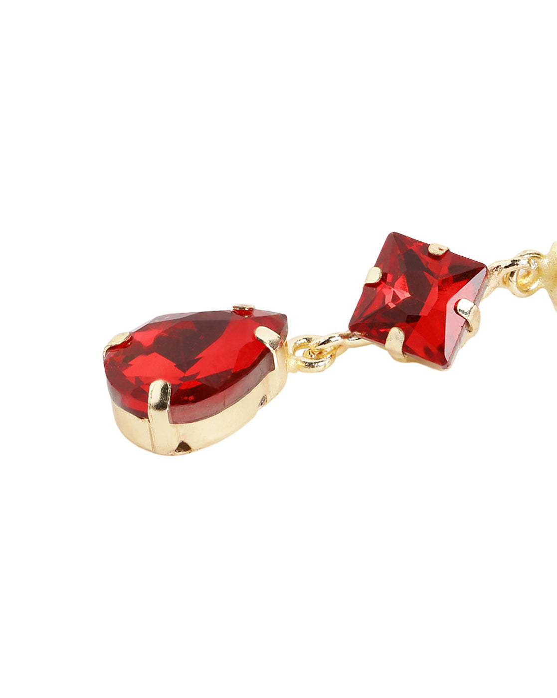 Gold Plated Red Crystal Teardrop Earring