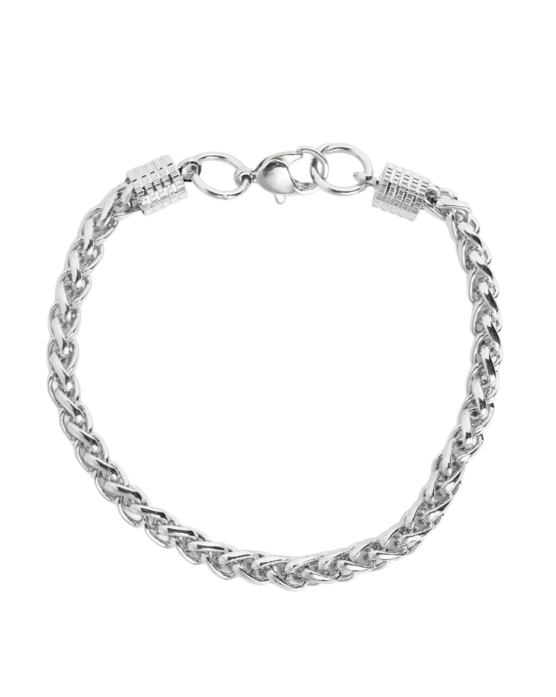 Men Silver Plated Wheat Link Chain Bracelet