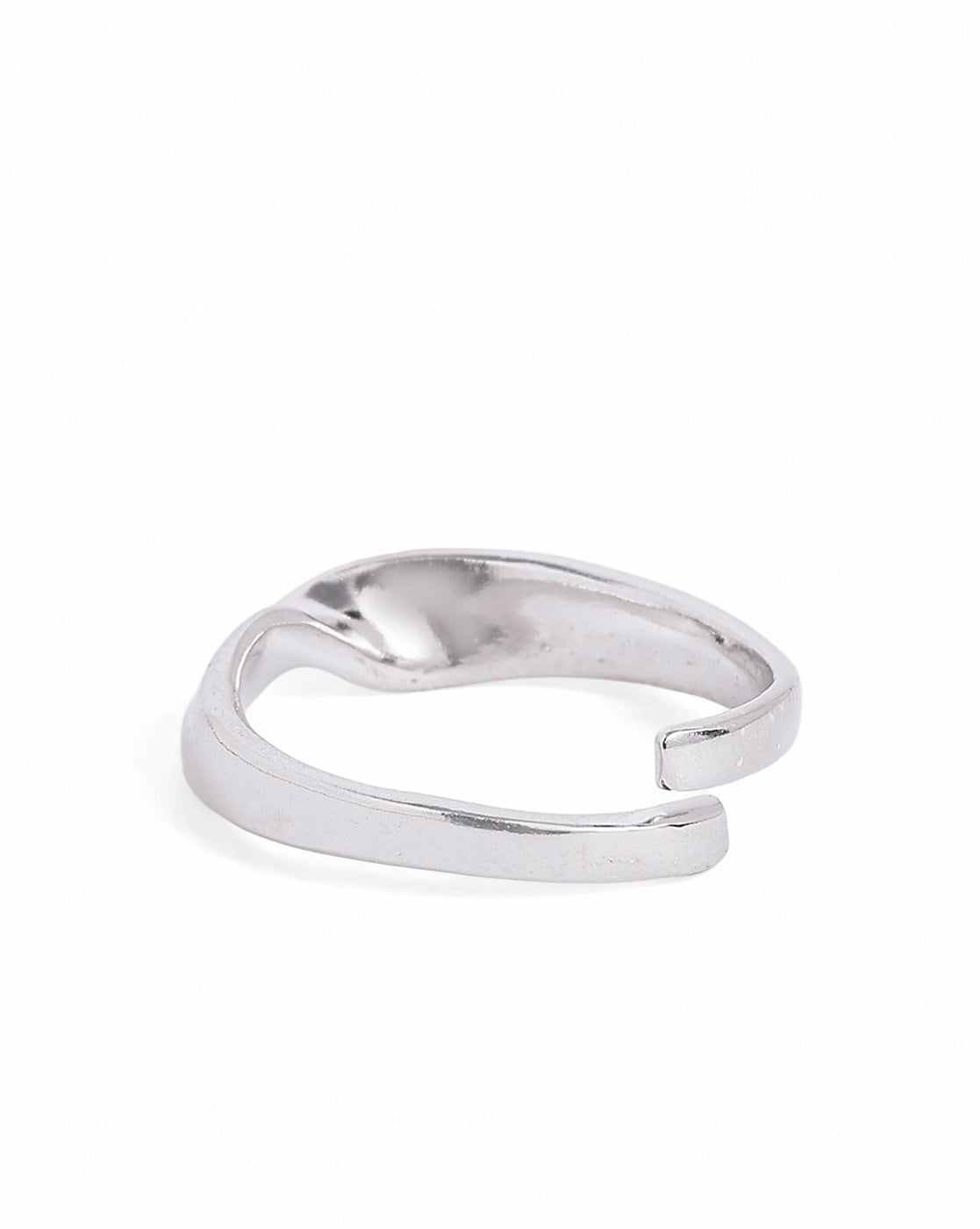 Rhodium Plated Contemporary Twisted Design Adjustable Ring