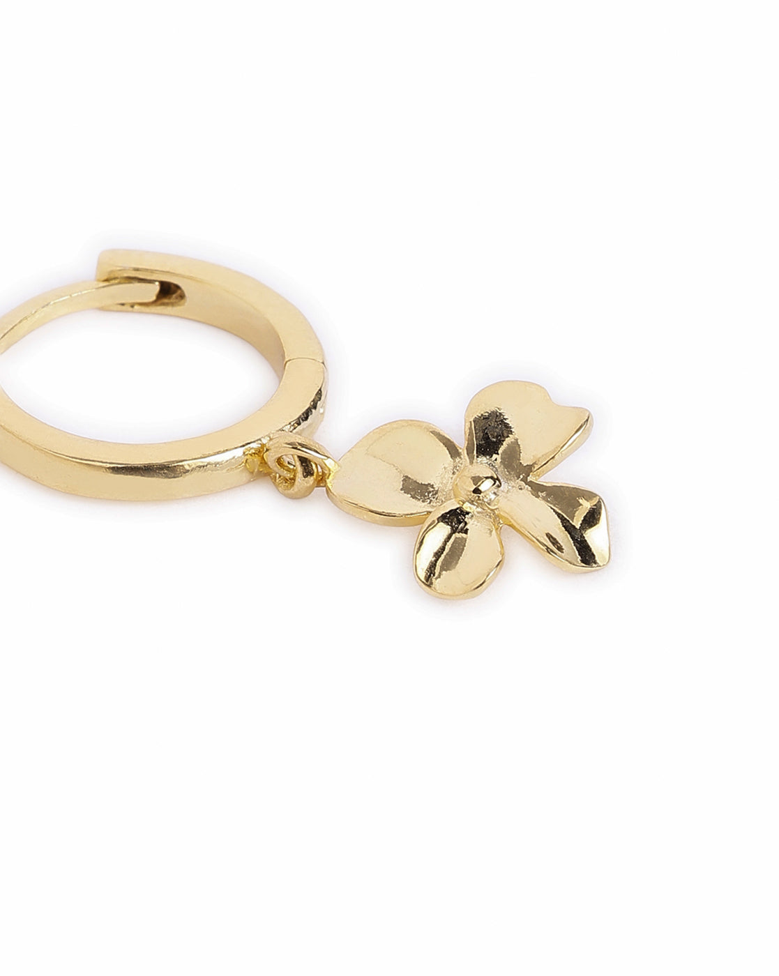18kt Gold Plated Dangling Blossoming Flower Mini Hoop Earring