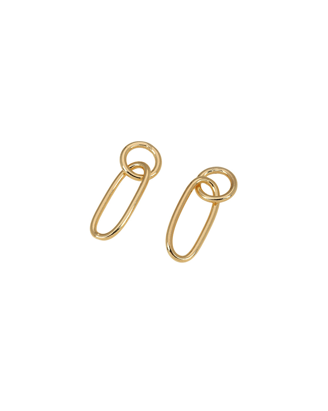 18kt Gold Plated Oval Interlocking Drop Earring