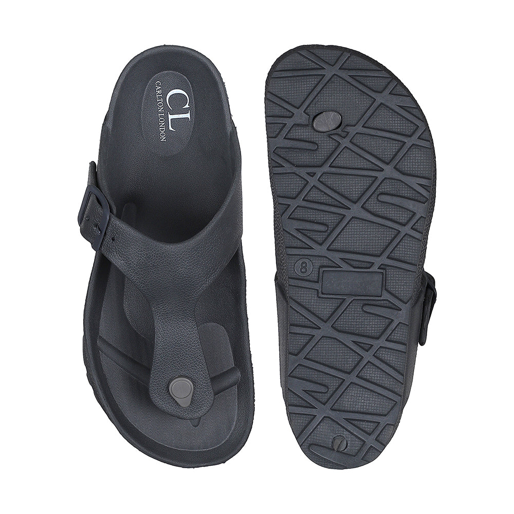Men Solid Thong Slide with Adjustable Strap