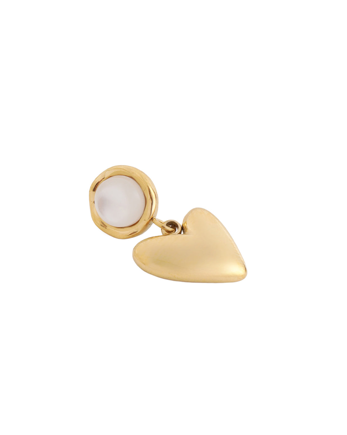 Gold Plated Pearl Studded Heart Drop Dangling Earring
