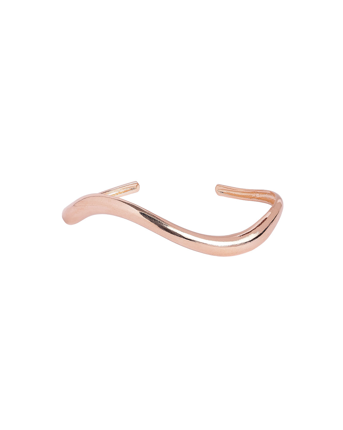 18kt Rose Gold Plated Contemporary Fluid Open Cuff Bracelet