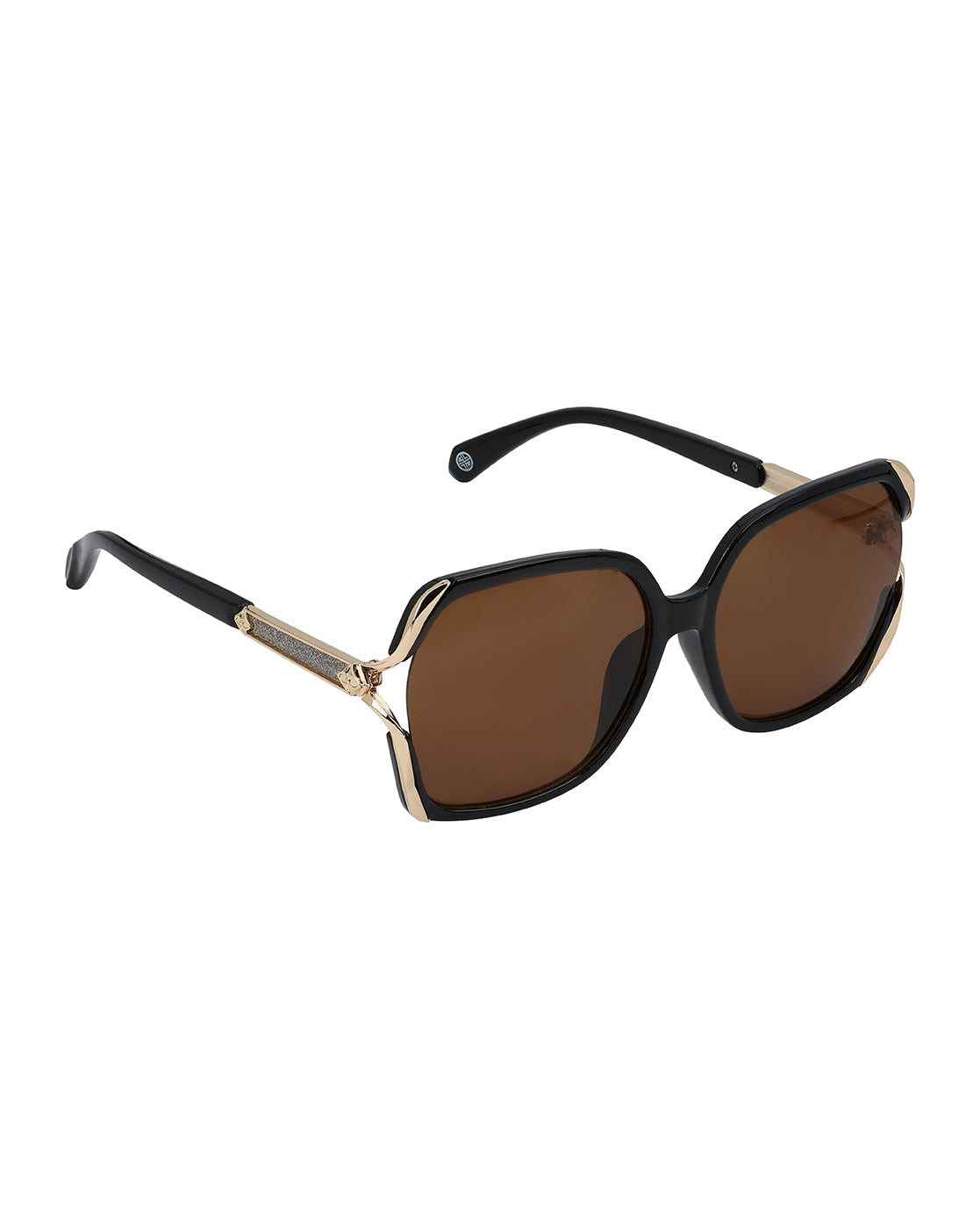 Black & Gold Toned UV Protected Brown Lens Oversized Sunglasses for women CLSW612