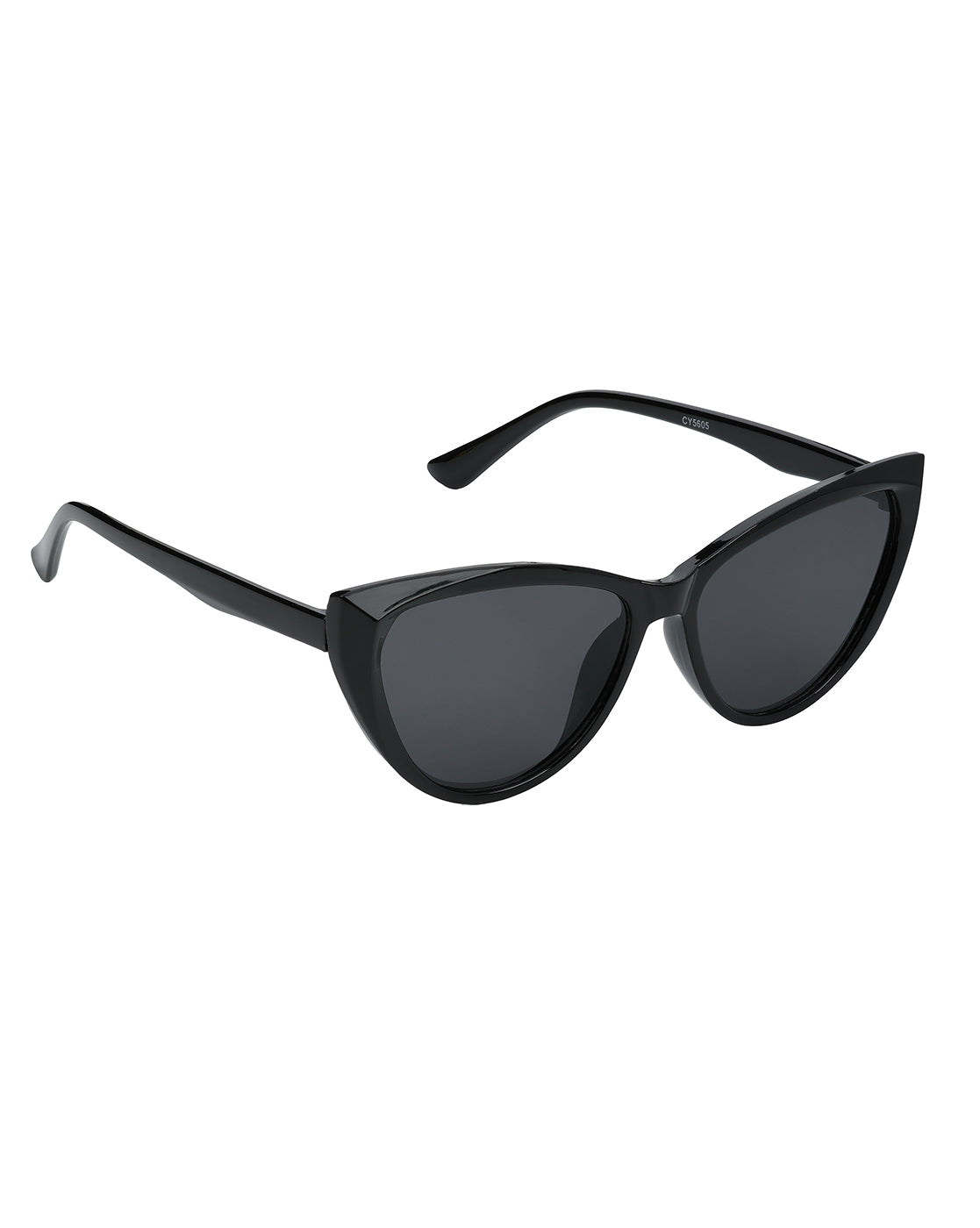 Women Black Toned UV Protected Black Lens Cateye Sunglasses