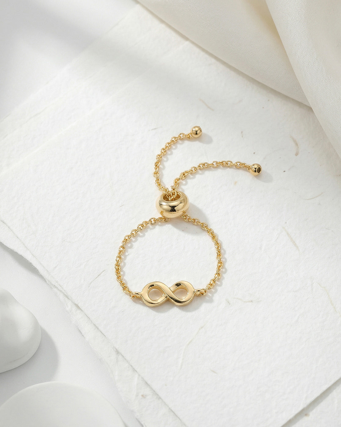 18kt Gold Plated Infinity Adjustable Chain Ring