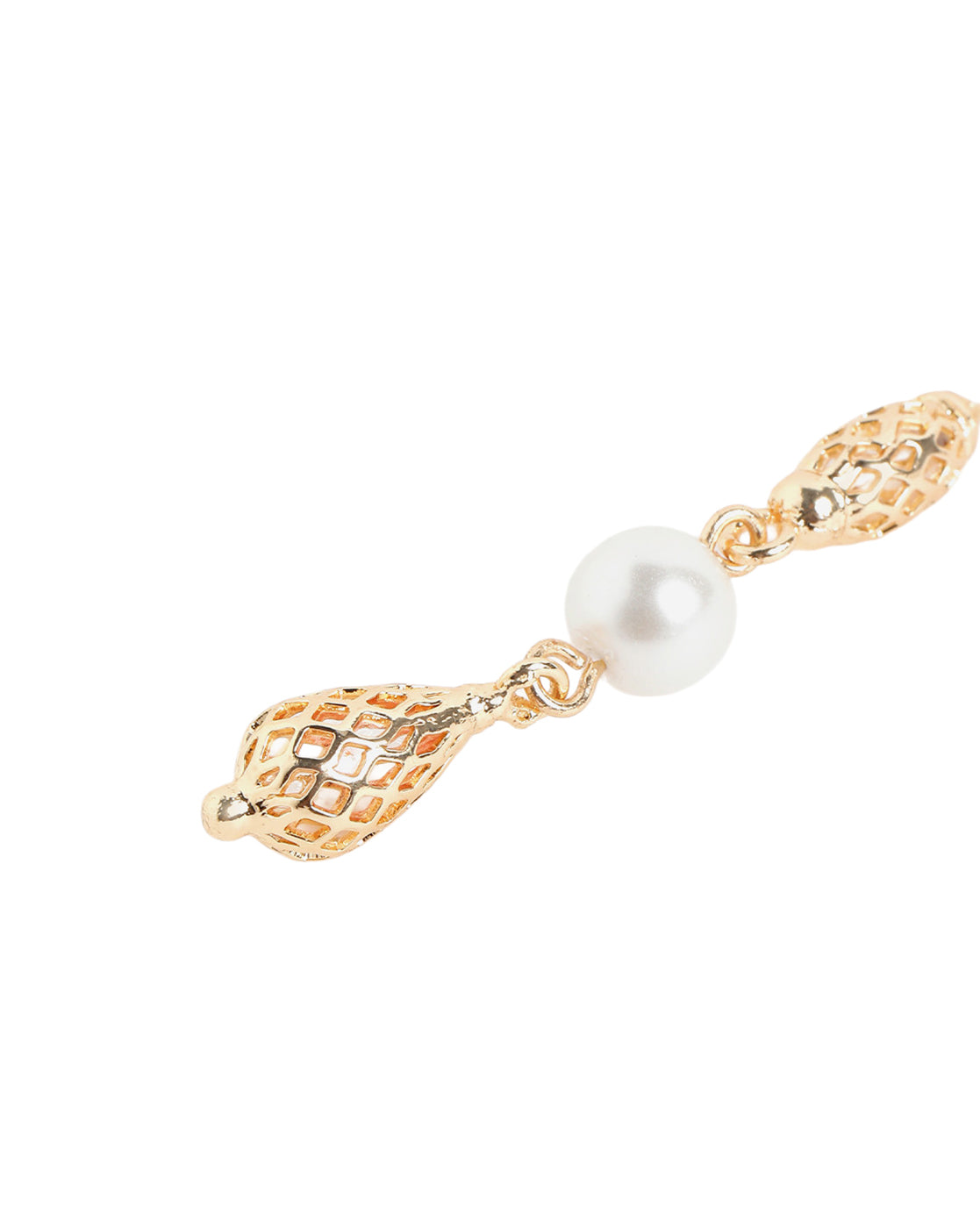 Gold-Plated Elegant Pearl Filigree Drop Earrings