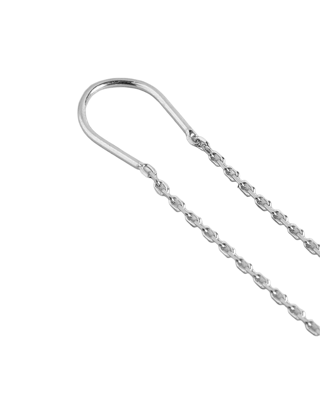 925 Sterling Silver Rhodium Plated Dangling Solitaire Threader Earring